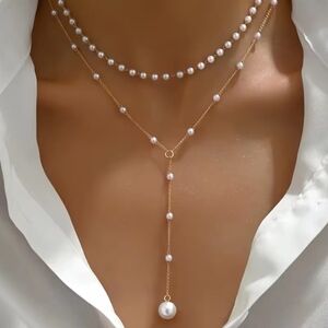Gold and White Pearl Necklace